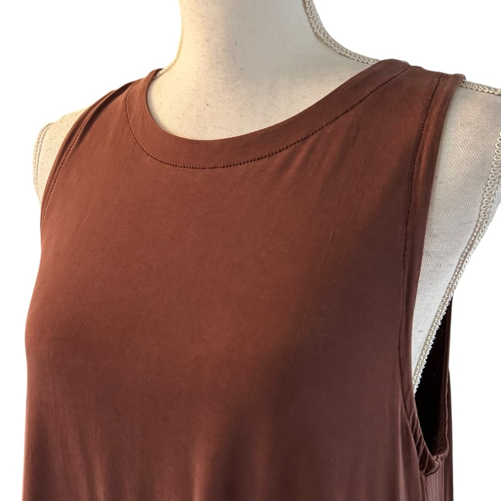 LOFT Lou & Grey Casual Sleeveless Keyhole Wrap Back Swing Dress SZ S in Brown - Picture 2 of 8